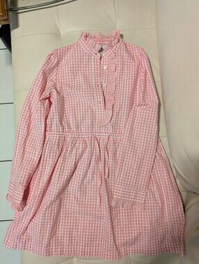 Classic Prep Pink Gingham Ruffle-Trim Dress